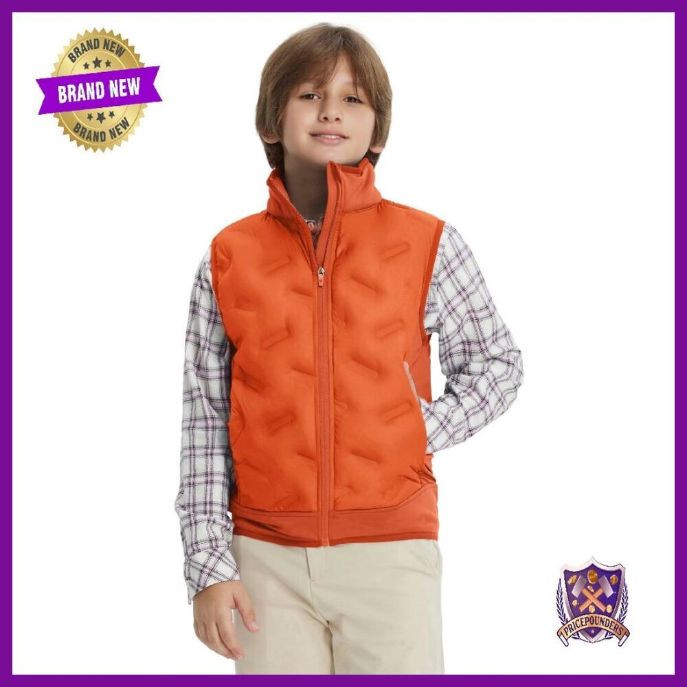 Boys Lightweight Puffer Vest Sleeveless Quilted Full Zip Winter Warm